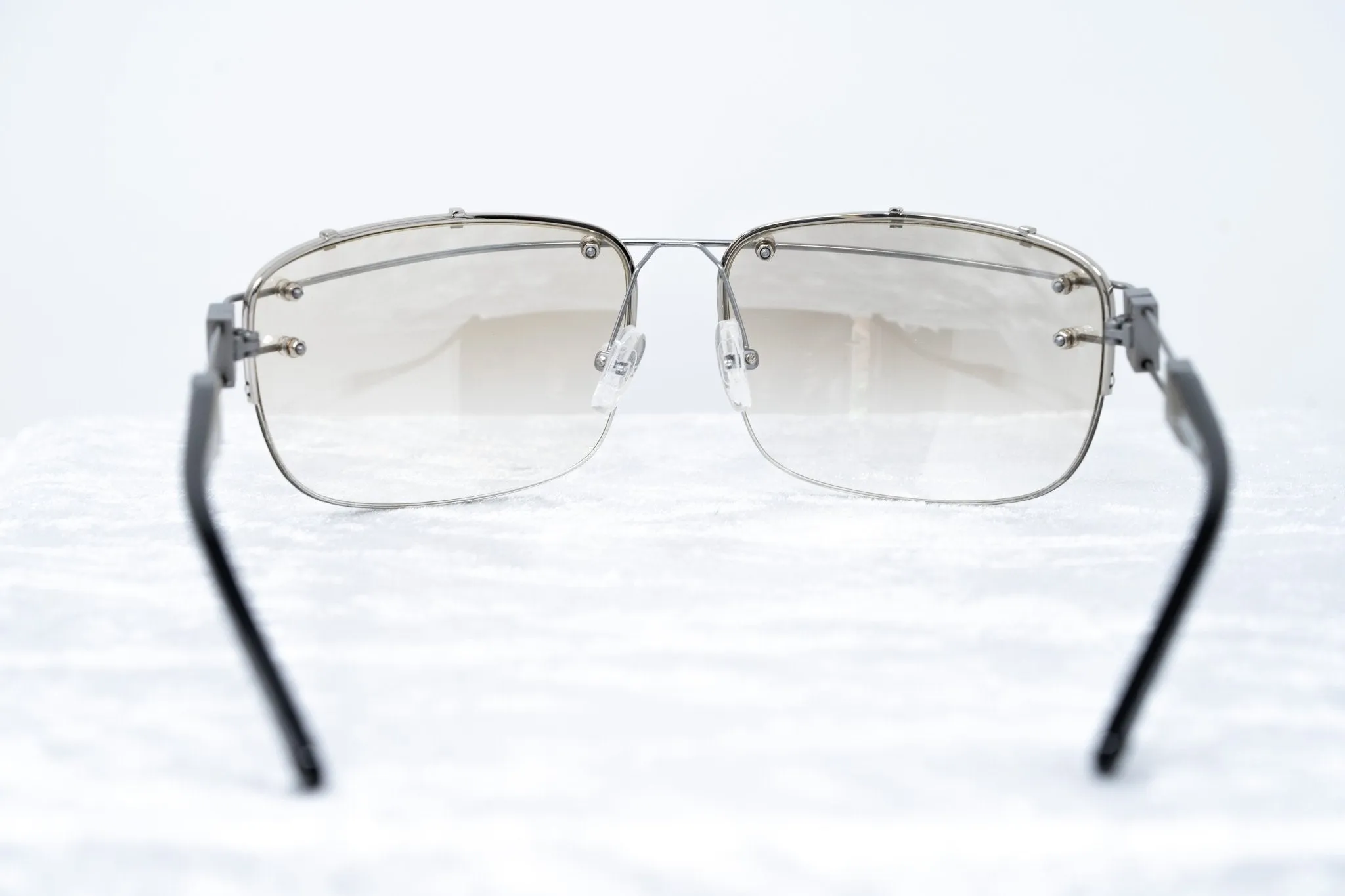Yohji Yamamoto Sunglasses Rectangular Silver and Brown