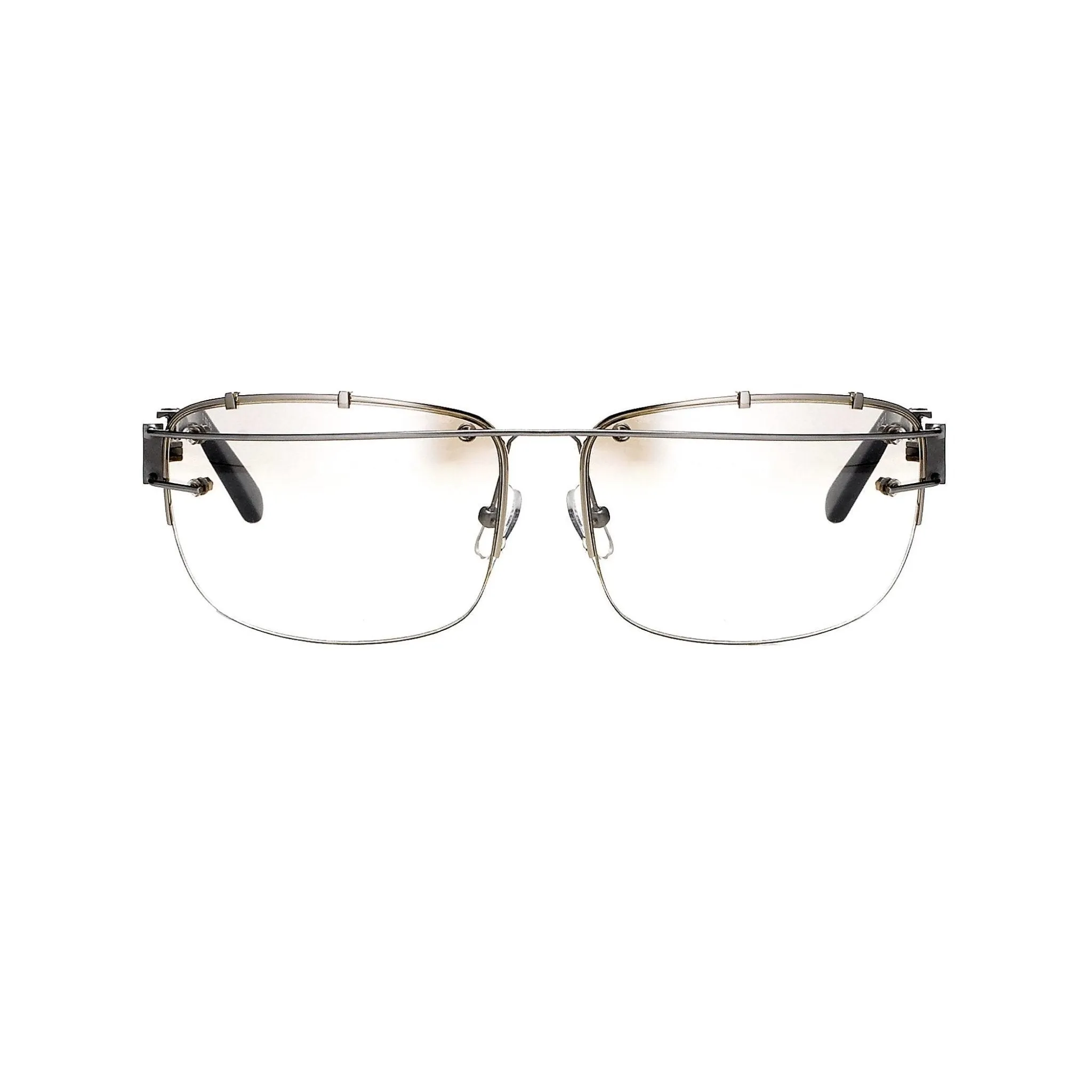 Yohji Yamamoto Sunglasses Rectangular Silver and Brown
