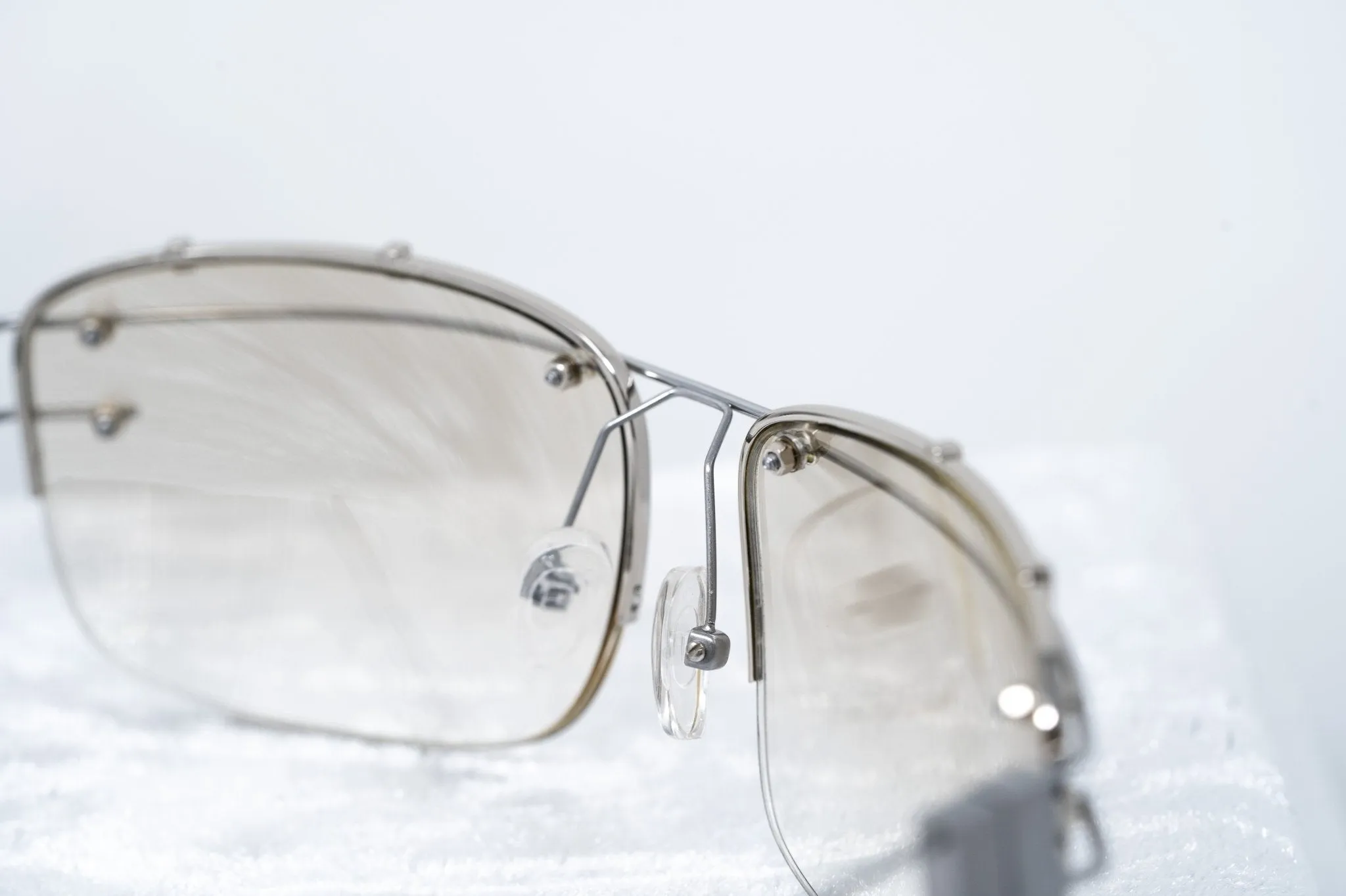 Yohji Yamamoto Sunglasses Rectangular Silver and Brown