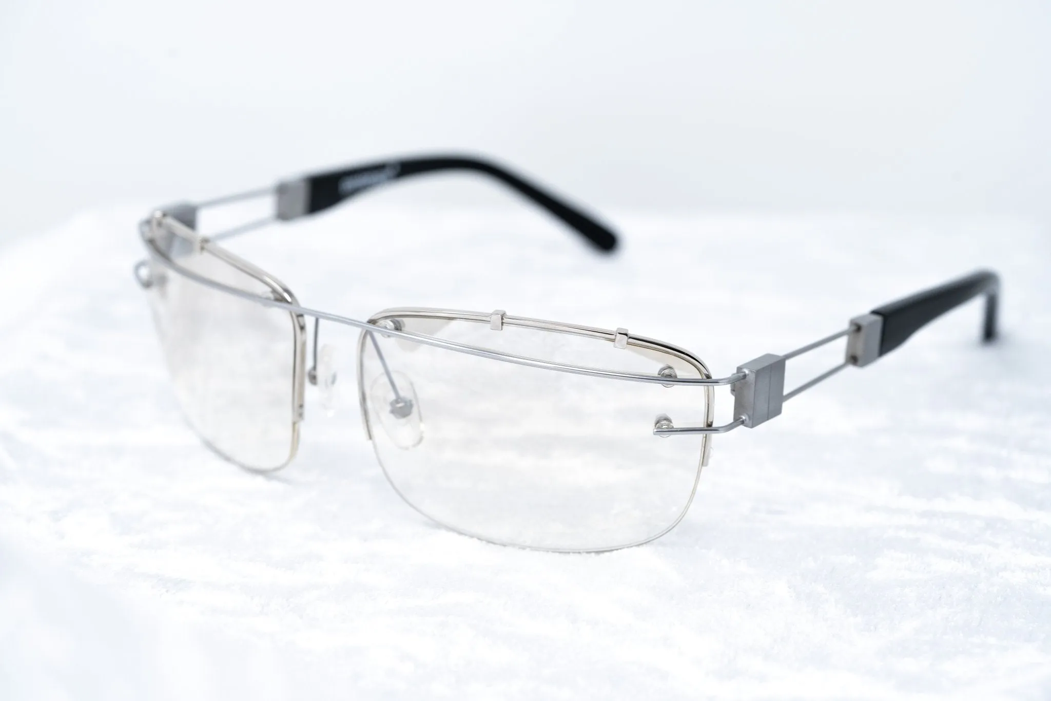 Yohji Yamamoto Sunglasses Rectangular Silver and Brown