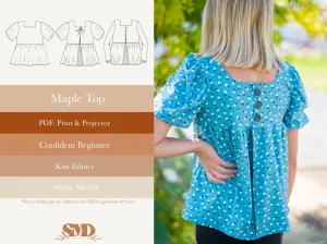 Youth Maple Top Digital Sewing Pattern Sizes NB-16Y