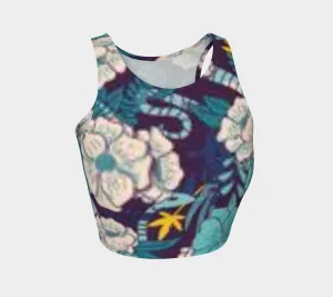 ZenVibe Crop - Big Blossoms Teal
