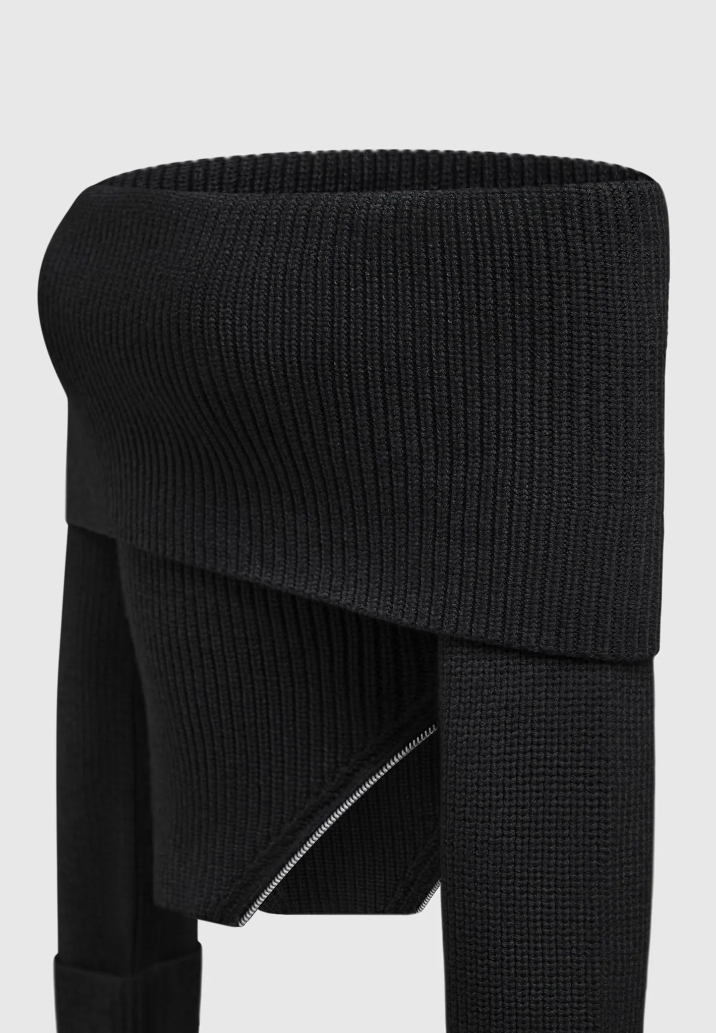 Zip Detail Knit Bandeau Top - Black
